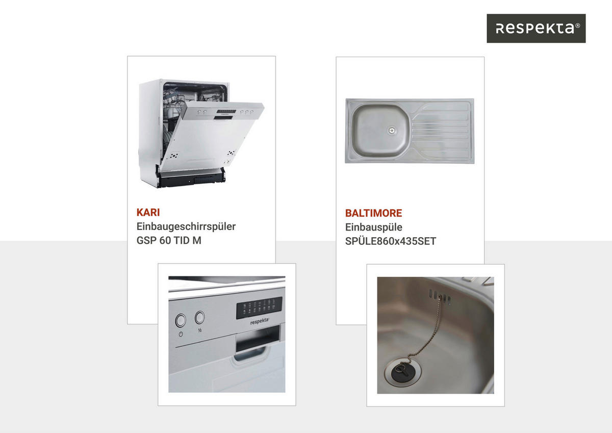 Respekta Winkelküche Malia Beton Optik B/H/T: ca. 280x200x172 cm Malia - Beton/weiß (280,00/200,00/172,00cm) - Respekta