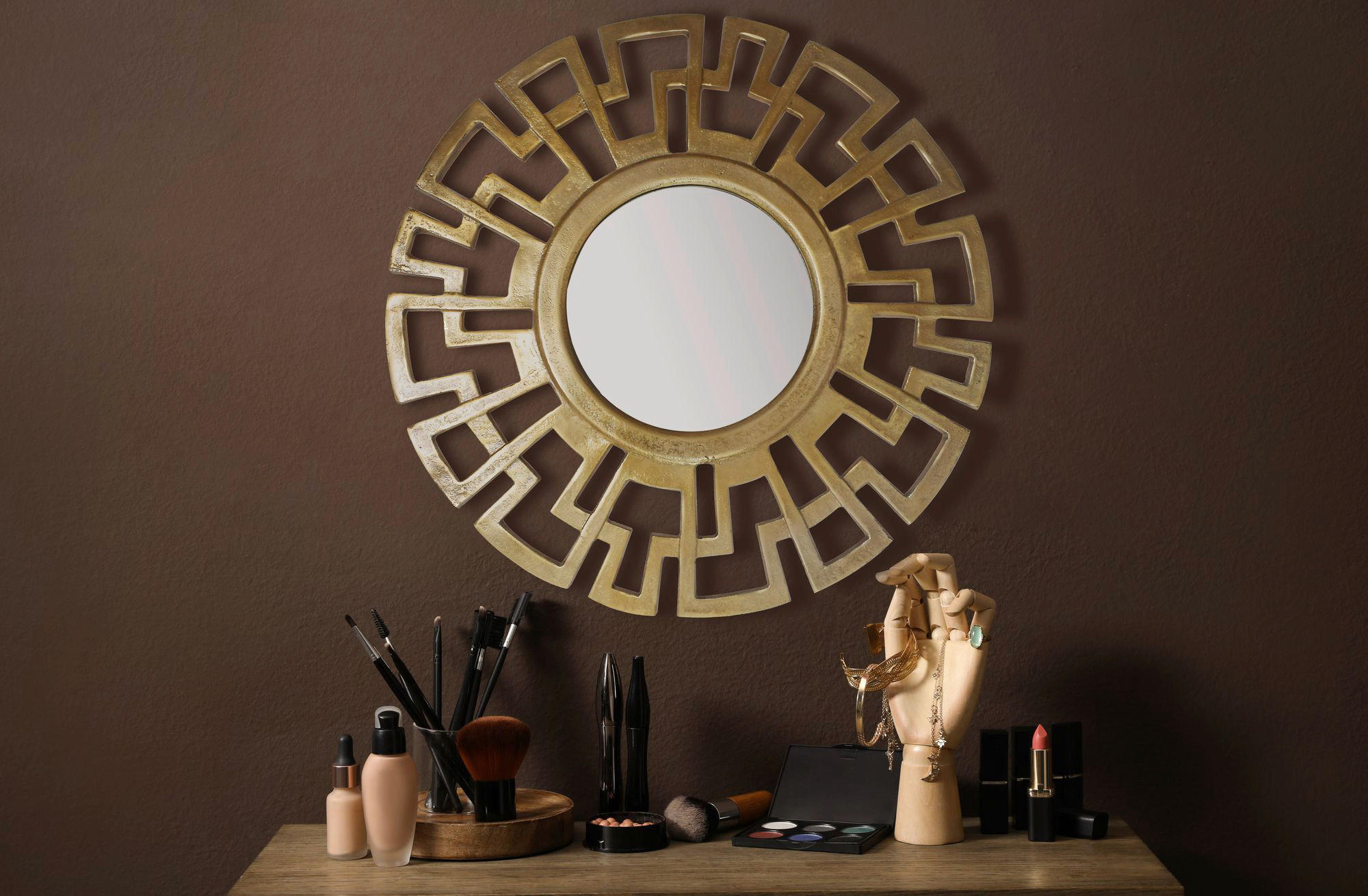 Wandspiegel gold Metall T/D: ca. 2,5x60 cm Wandspiegel - gold (60,00cm) - Wohnling