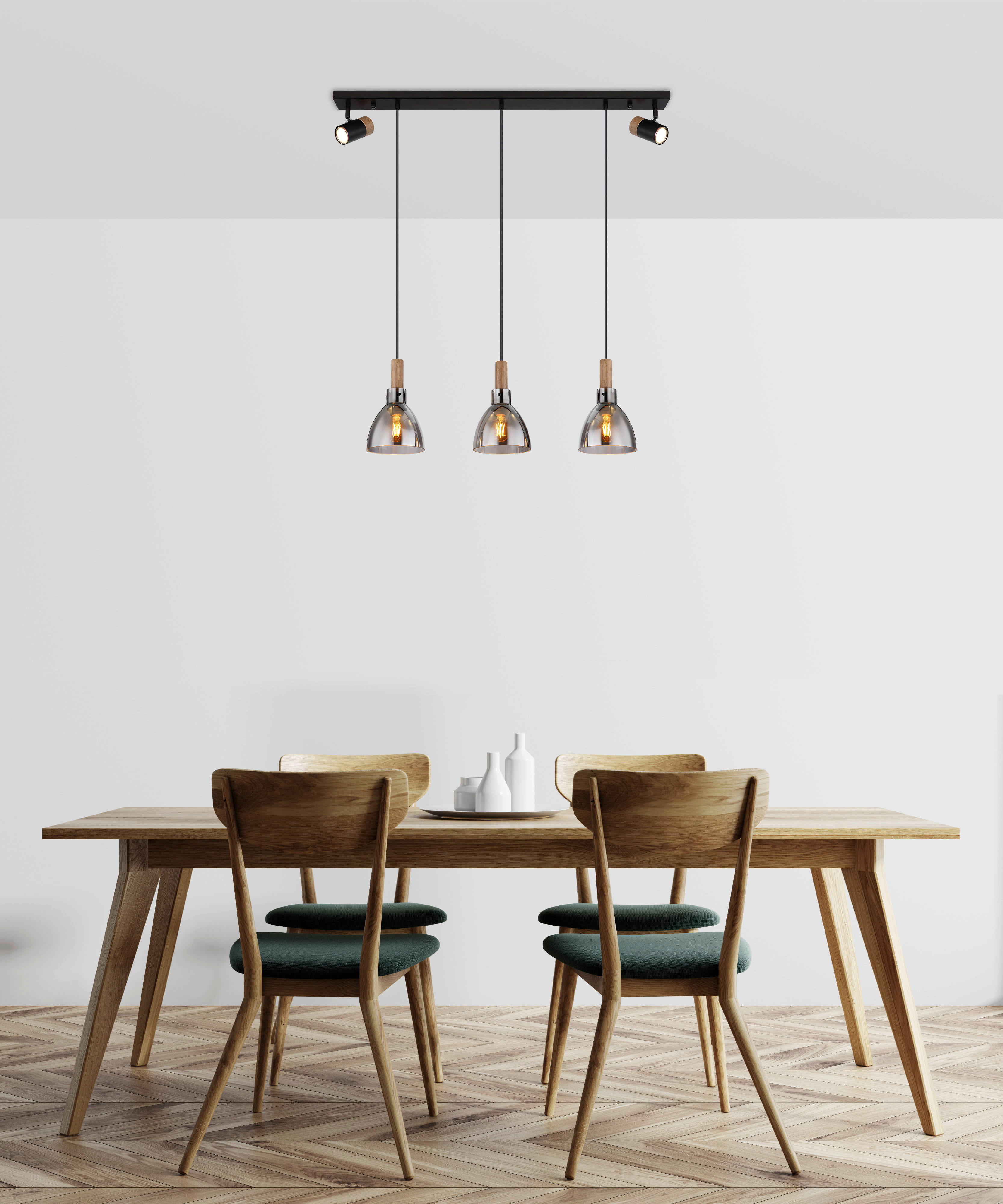 GLOBO Pendelleuchte dunkelbraun schwarz Metall MDF B/H/T: ca. 16x120x95 cm E27 3 Brennstellen MATTEA - dunkelbraun/schwarz (16,00/120,00/95,00cm) - GLOBO