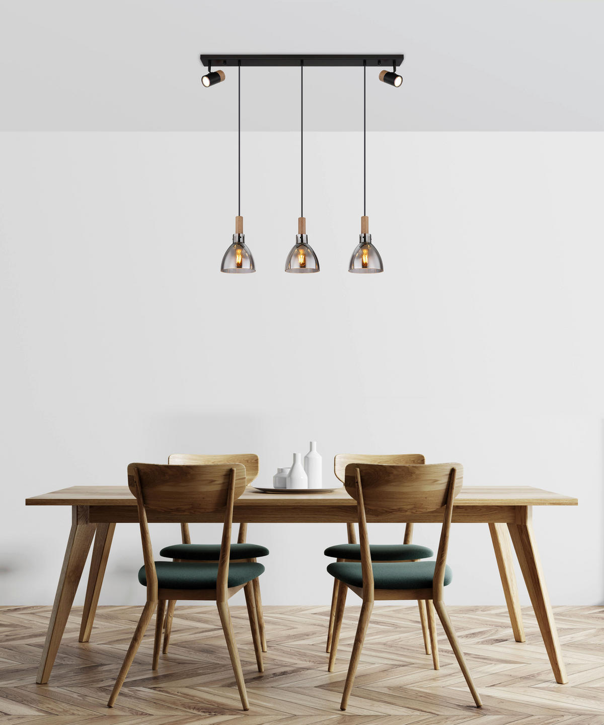 GLOBO Pendelleuchte dunkelbraun schwarz Metall MDF B/H/T: ca. 16x120x95 cm E27 3 Brennstellen MATTEA - dunkelbraun/schwarz (16,00/120,00/95,00cm) - GLOBO