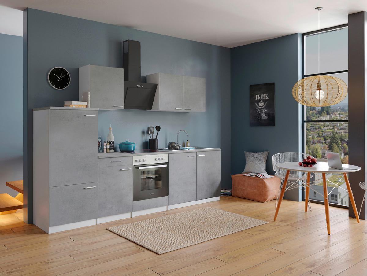 Respekta Küchenblock Malia Beton Optik B/H/T: ca. 270x200x60 cm Malia - Beton/weiß (270,00/200,00/60,00cm) - Respekta