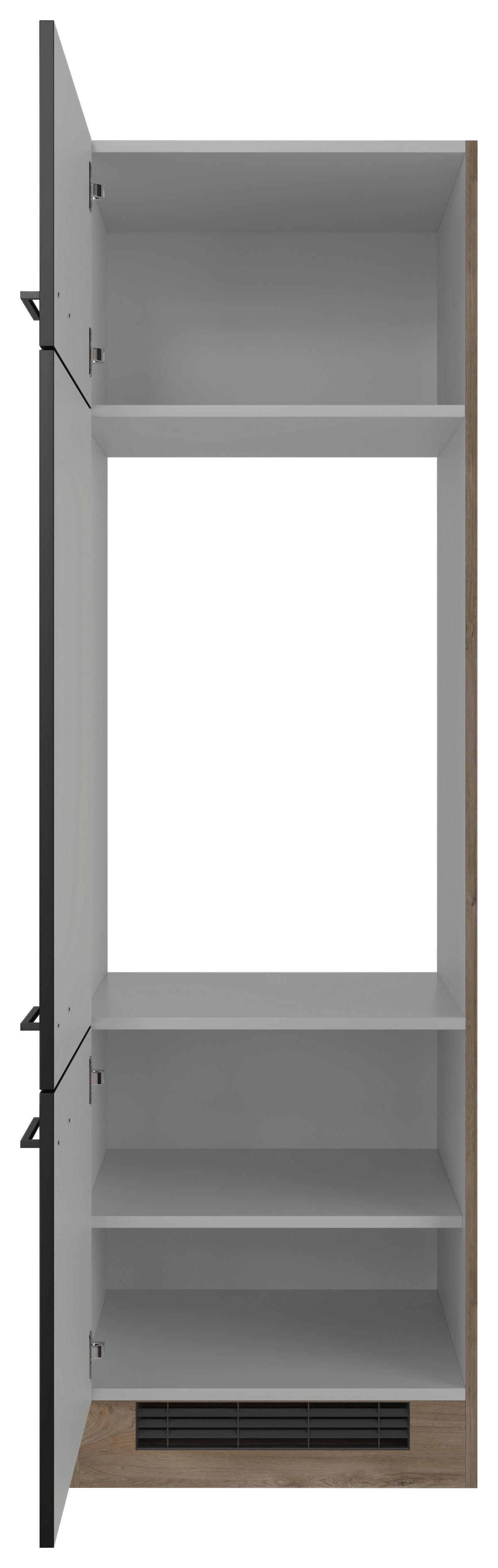 Kühlumbauschrank Capri schwarz matt B/H/T: ca. 60x200x57 cm Capri - schwarz/Oak (60,00/200,00/57,00cm) - Flex-Well