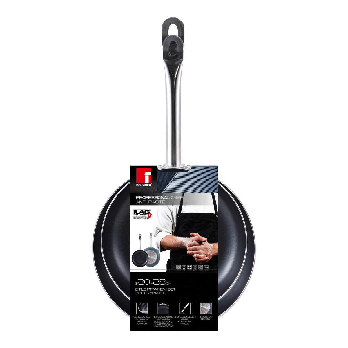 BERGNER Pfannenset Professional chef anthracite anthrazit Aluminium Professional chef anthracite - anthrazit - BERGNER