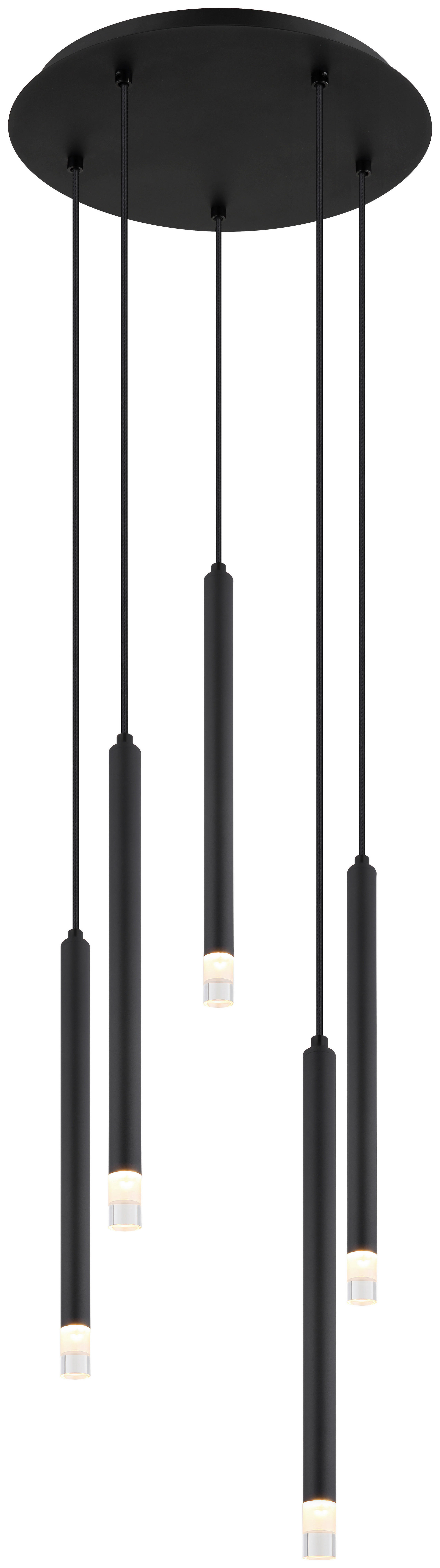 GLOBO Pendelleuchte schwarz transparent Metall Acryl H/D: ca. 120x34 cm G9 5 Brennstellen BLAKE - schwarz/transparent (34,00/120,00cm) - GLOBO