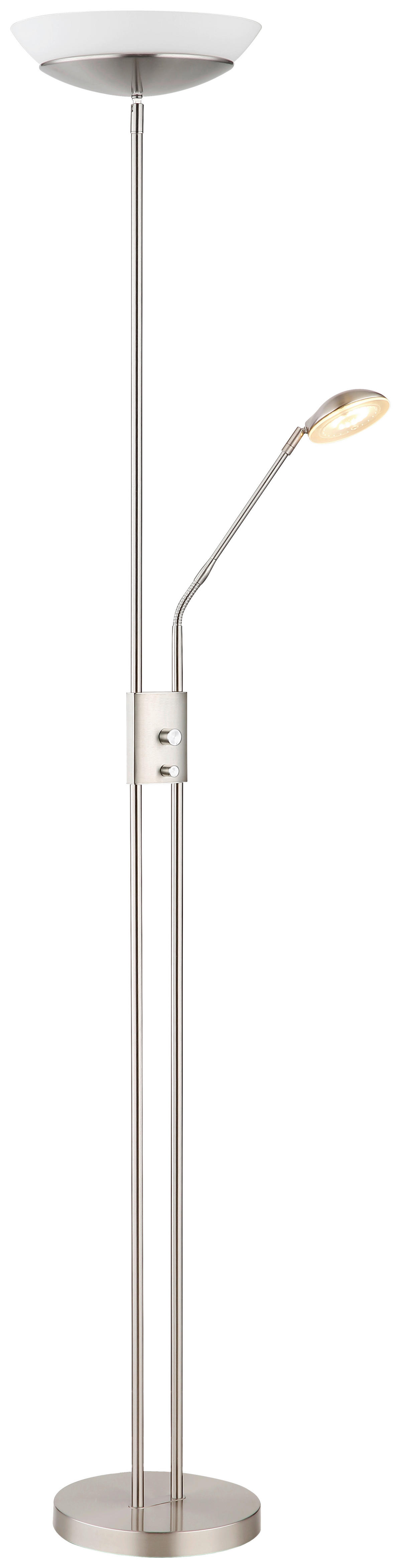 GLOBO Deckenfluter nickel matt Metall Kunststoff Glas B/H/D: ca. 57x180x29 cm GANINA - nickel matt (29,00/180,00cm) - GLOBO