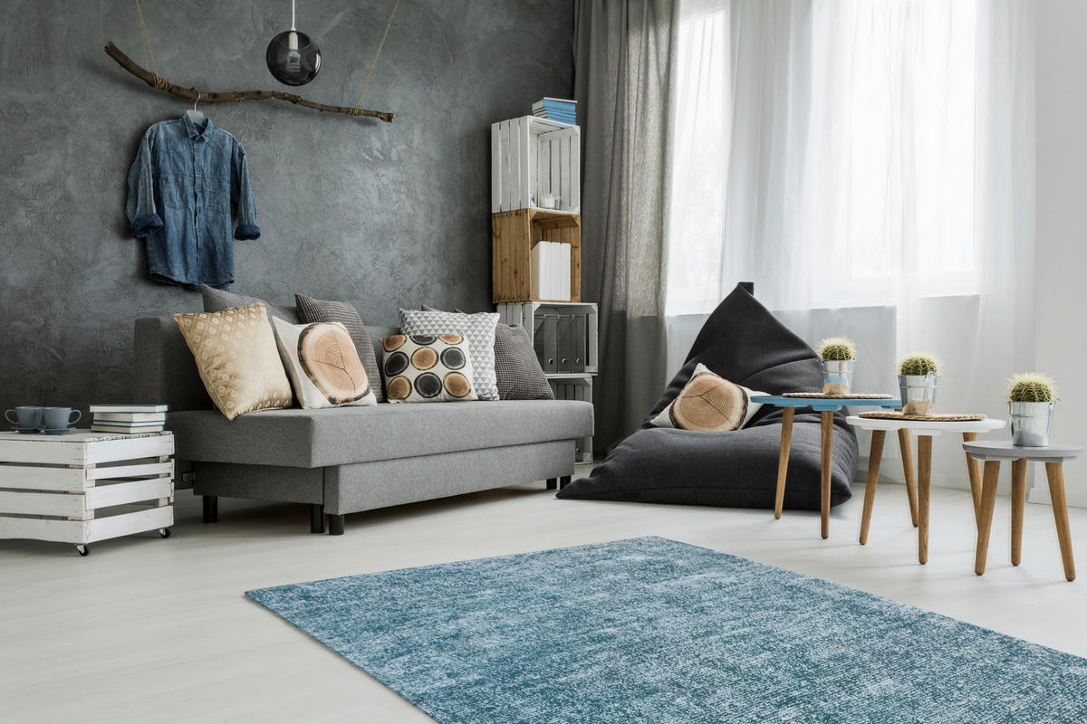 Kayoom Kurzflorteppich Etna 110 petrol B/H/L: ca. 160x0,9x230 cm Etna 110 - petrol (230,00/160,00/0,90cm) - Kayoom