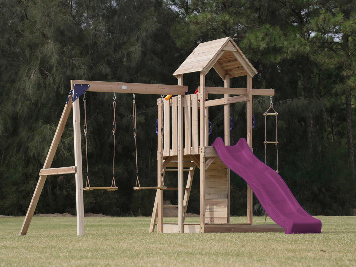AXI Spielturm Moos lila B/H/L: ca. 342x267x375 cm Moos - lila/braun (375,00/342,00/267,00cm) - AXI