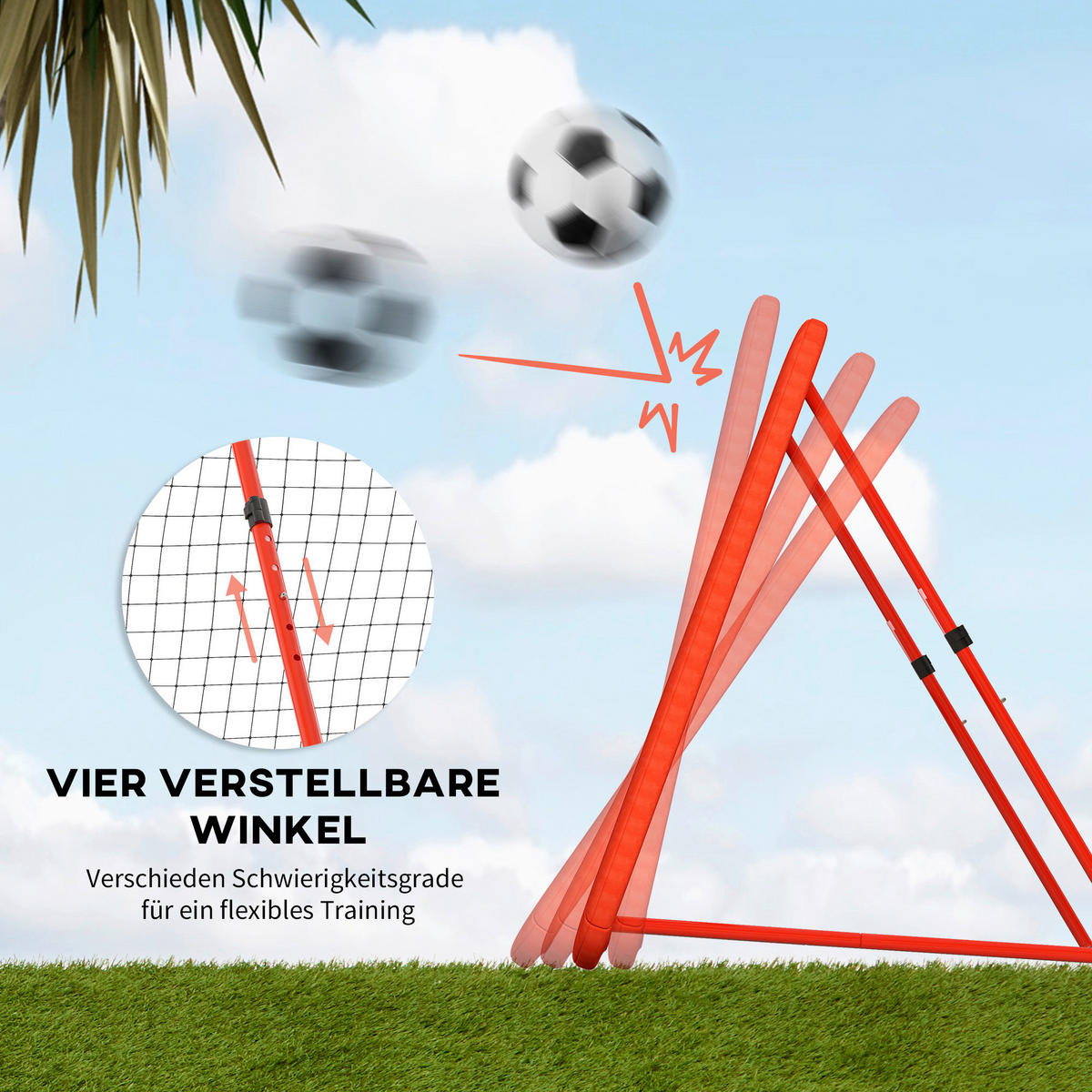 HOMCOM Fußball Rebounder rot Metall B/H/L: ca. 118x120x128 cm Fußball Rebounder - rot (128,00/118,00/120,00cm) - HOMCOM
