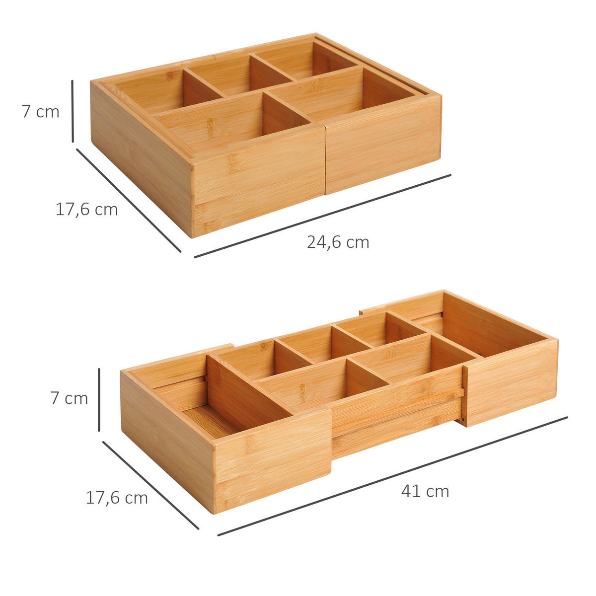 Aufbewahrungsbox 833-470 natur Bambus B/H/T: ca. 24,6x17,6x7 cm 833-470 - natur (24,60/17,60/7,00cm) - HOMCOM