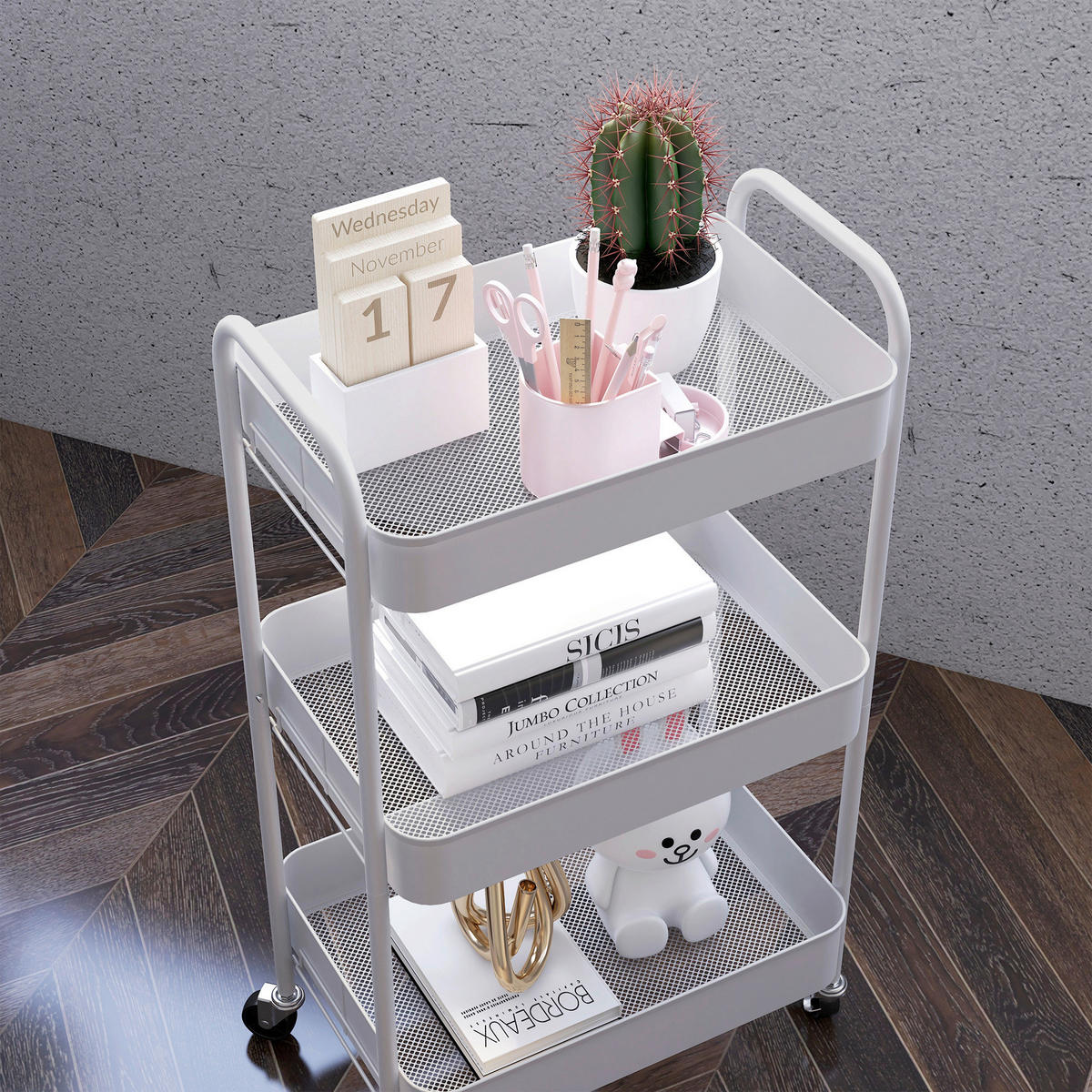 HOMCOM Küchenwagen weiß Polypropylen B/H/L: ca. 30,6x45x79 cm Küchenwagen - weiß (79,00/30,60/45,00cm) - HOMCOM