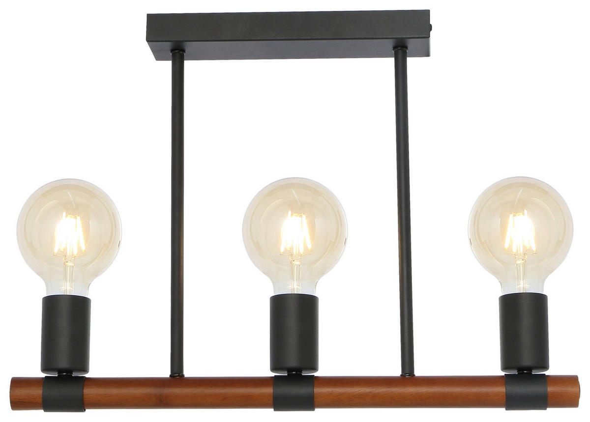 GLOBO Deckenleuchte schwarz Metall B/H/T: ca. 6x35x49 cm E27 3 Brennstellen HEINRICH - schwarz (6,00/35,00/49,00cm) - GLOBO