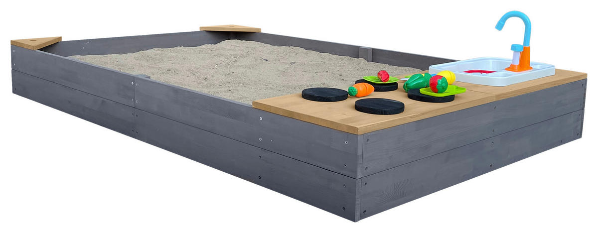 AXI Sandkasten Kelly grau B/H/L: ca. 115x22x180 cm Kelly - braun/grau (180,00/115,00/22,00cm) - AXI