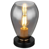 GLOBO Tischleuchte Rauch mattschwarz Glas Metall H/D: ca. 23,5x15 cm E27 1 Brennstellen FANNI - mattschwarz/Rauch (15,00/23,50cm) - GLOBO
