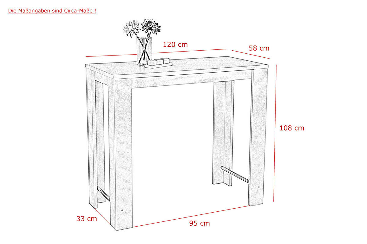 Bartisch FRIEDA T weiß Holzwerkstoff B/H/T: ca. 120x108x58 cm FRIEDA T - weiß (120,00/108,00/58,00cm) - Hela