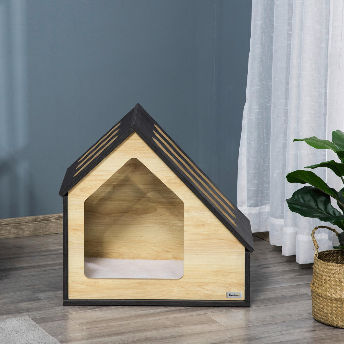 PawHut Hundehütte braun MDF B/H/L: ca. 40x59,2x60 cm Hundehütte - braun (60,00/40,00/59,20cm) - PawHut