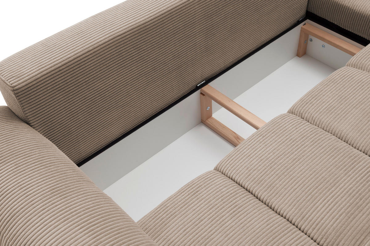 Ecksofa Cancun taupe Microfaser B/H/T: ca. 323x88x211 cm Cancun - schwarz/taupe (323,00/88,00/211,00cm)