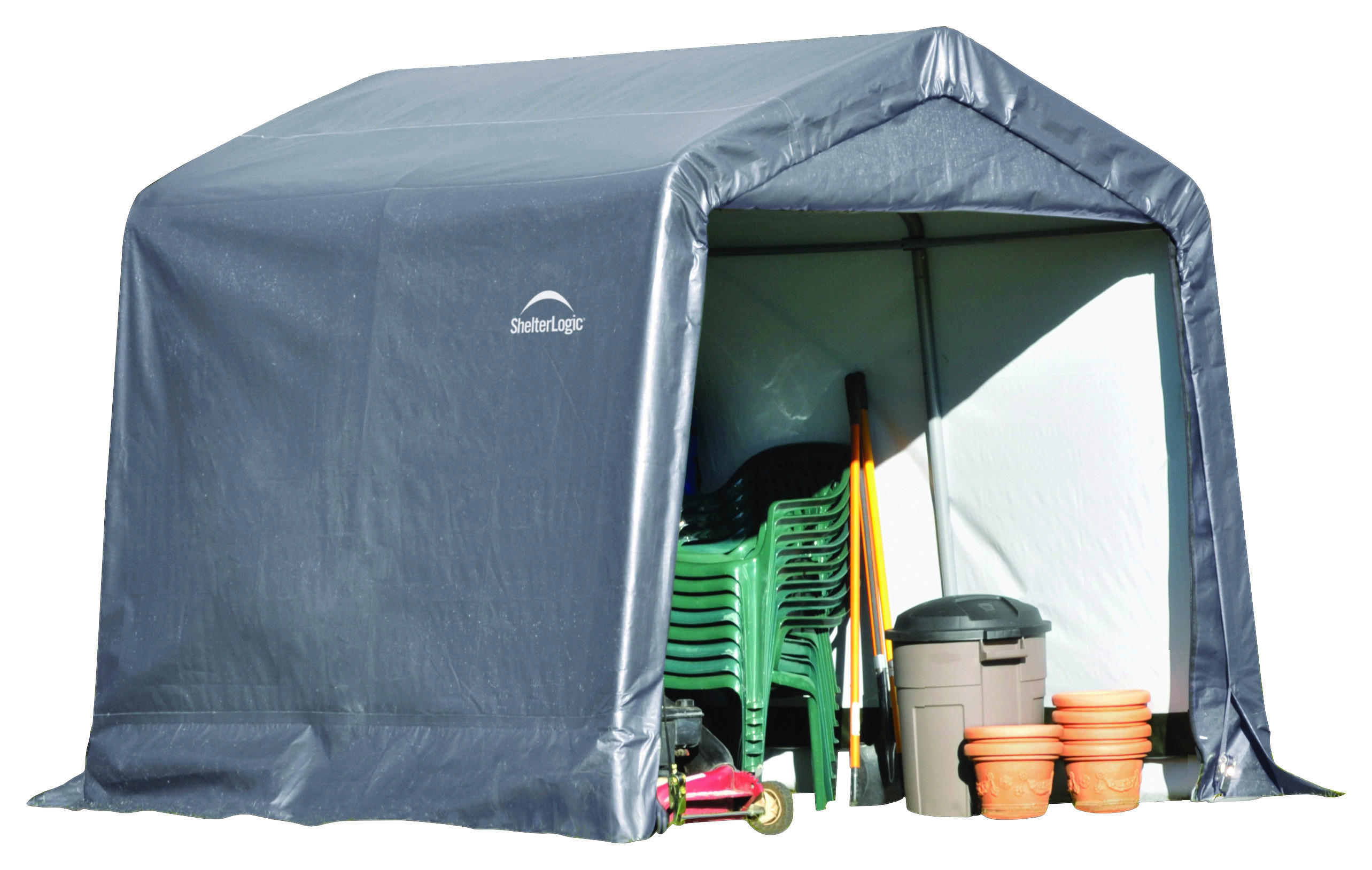 ShelterLogic Foliengerätehaus 5,76m² B/H/T: ca. 240x240x240 cm 5,76m² - grün (240,00/240,00/240,00cm) - ShelterLogic