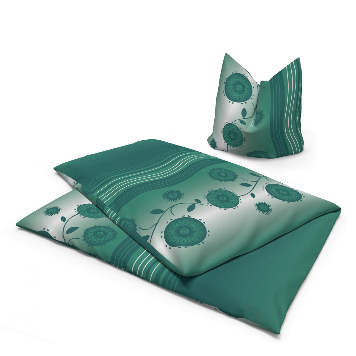 Microfaser Bettwäsche Fleece Bettwäsche_Fleece Blumen - grün (135,00/200,00cm)