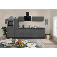 Respekta Küchenblock Amanda grau Hochglanz B/H/T: ca. 310x200x60 cm Amanda - Edelstahloptik/grau (310,00/200,00/60,00cm) - Respekta