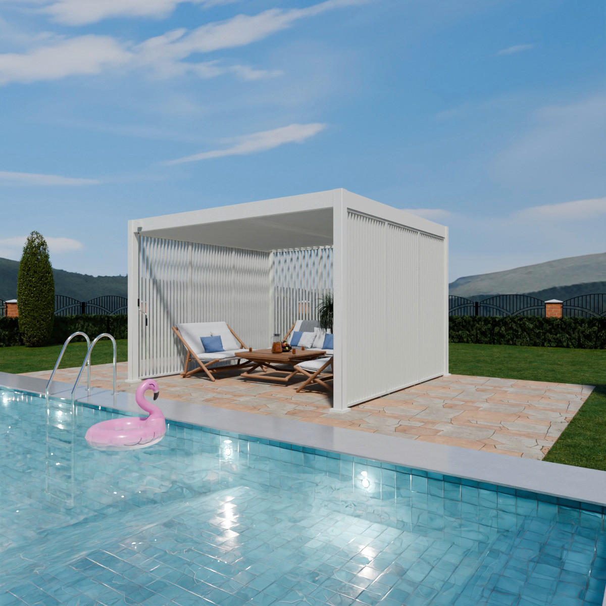 PergoLine Seitenwandpaneel für Trumpf + Superior weiß Aluminium B/H: ca. 113x235 cm für Trumpf + Superior - weiß (113,00/235,00cm) - PergoLine