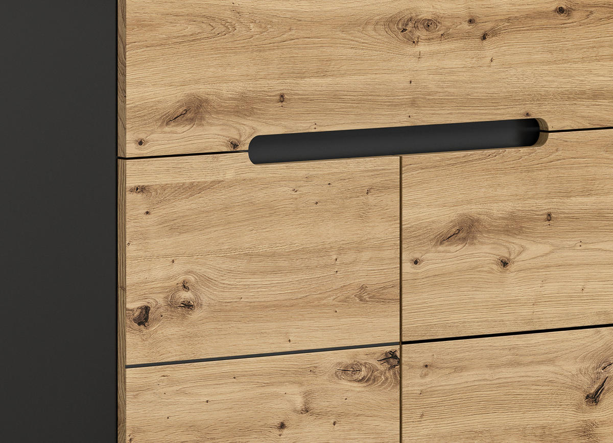 Garderobenschrank CANU edles Basaltgrau Nachbildung Eiche Artisan Nachbildung B/H/T: ca. 65x190x37 cm CANU - Eiche/edles Basaltgrau (65,00/190,00/37,00cm) - xonox.home