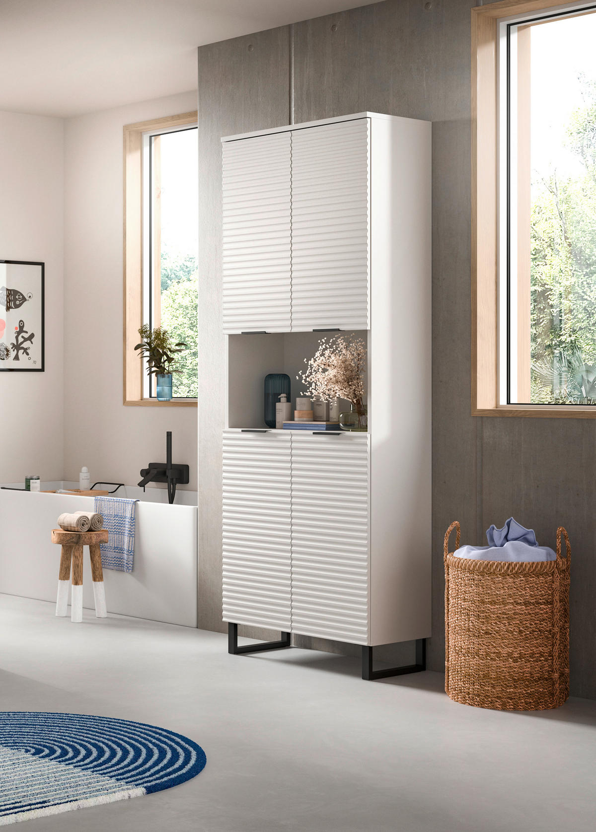 Hochschrank Riff weiß B/H/T: ca. 70x193x34 cm Riff - weiß (70,00/193,00/34,00cm) - xonox.home