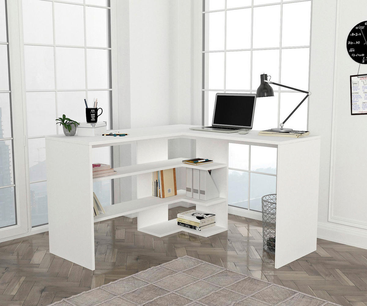 Eckschreibtisch Stylo weiß B/H/T: ca. 120x73,8x45 cm Stylo - weiß (120,00/73,80/45,00cm) - moebel17