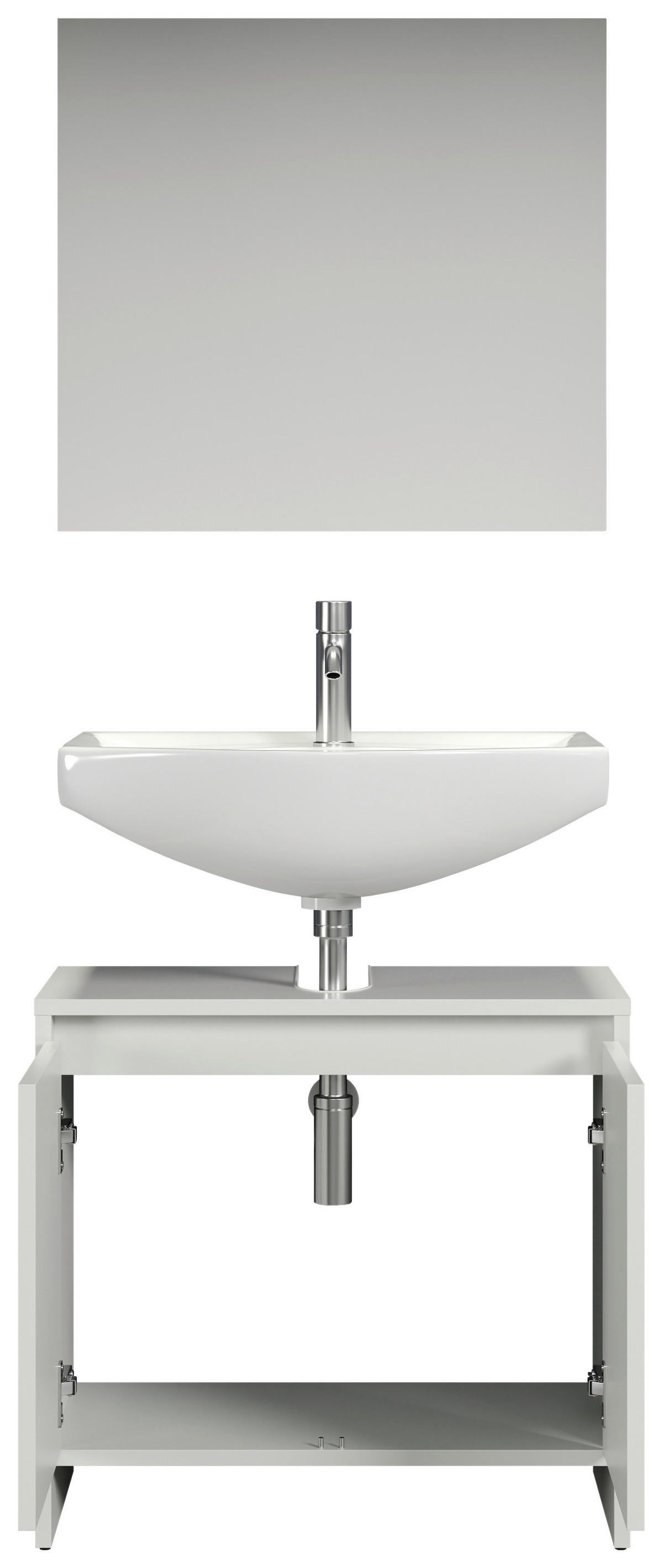 Badezimmer-Set Basix weiß matt grau B/H/T: ca. 60x164x28 cm Basix - weiß/grau (60,00/164,00/28,00cm) - Trendteam