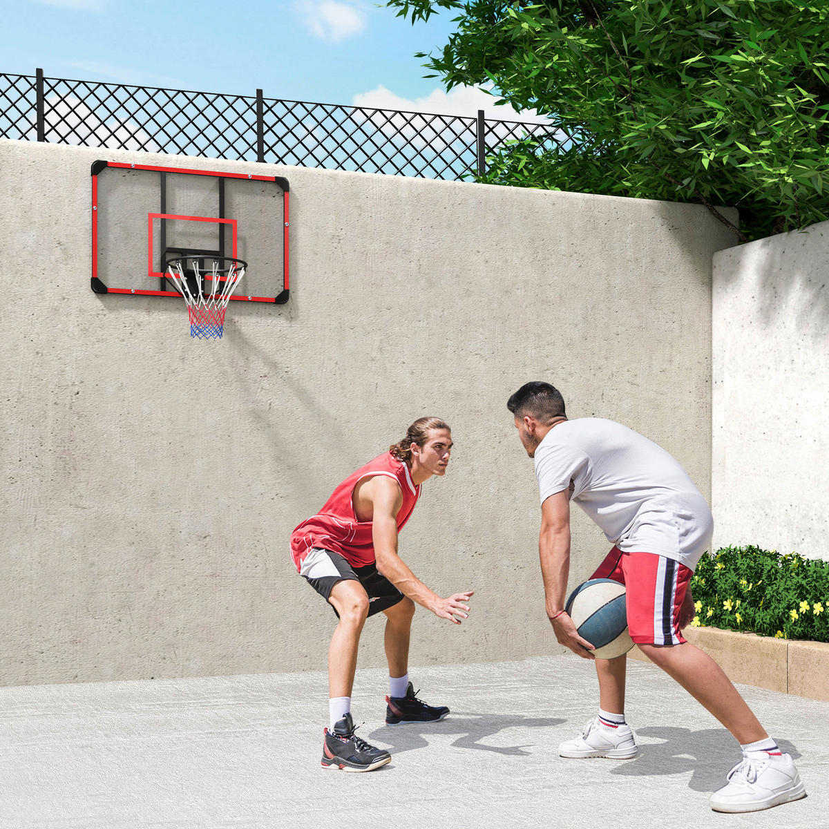SPORTNOW Basketballkorb rot Kunststoff B/H/L: ca. 61x73x113 cm Basketballkorb - rot/schwarz (113,00/61,00/73,00cm) - SPORTNOW