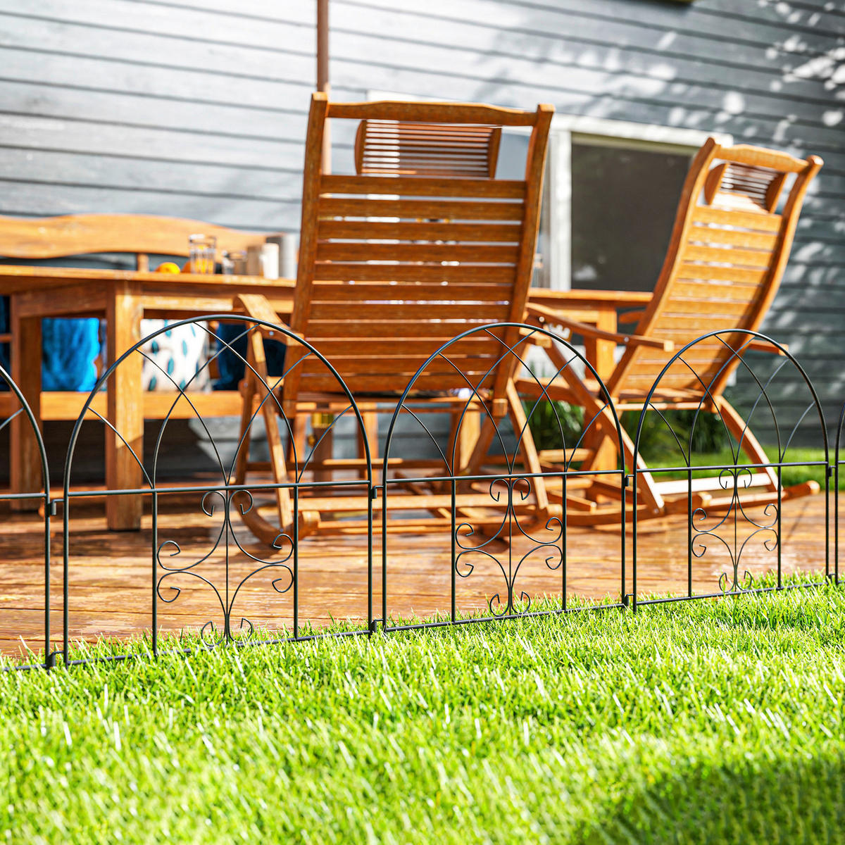 Outsunny Gartenzaun schwarz Stahl B/H/L: ca. 1x70x300 cm Gartenzaun - schwarz (300,00/1,00/70,00cm) - Outsunny