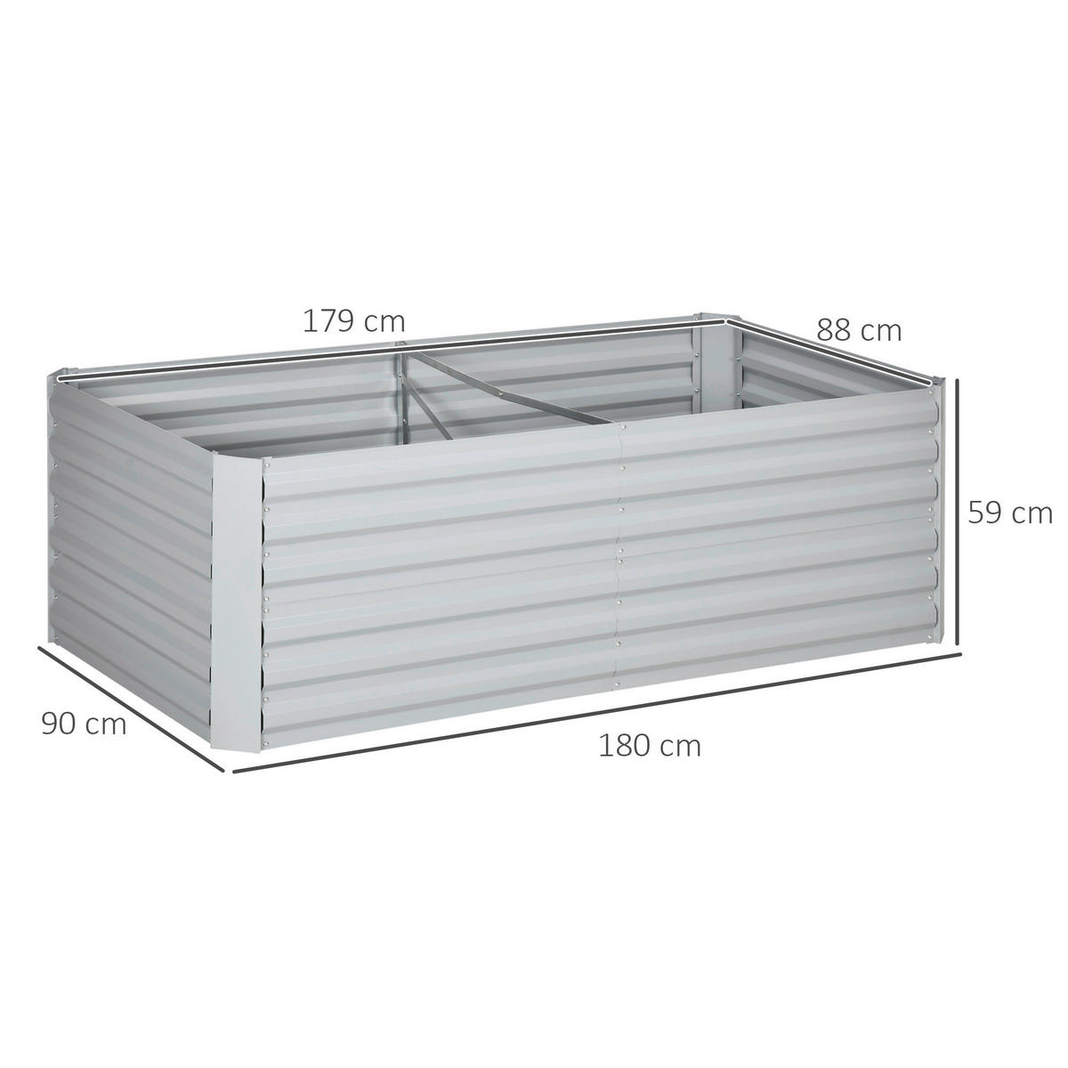 Outsunny Hochbeet hellgrau Stahl B/H/L: ca. 90x59x180 cm Hochbeet - hellgrau (180,00/90,00/59,00cm) - Outsunny
