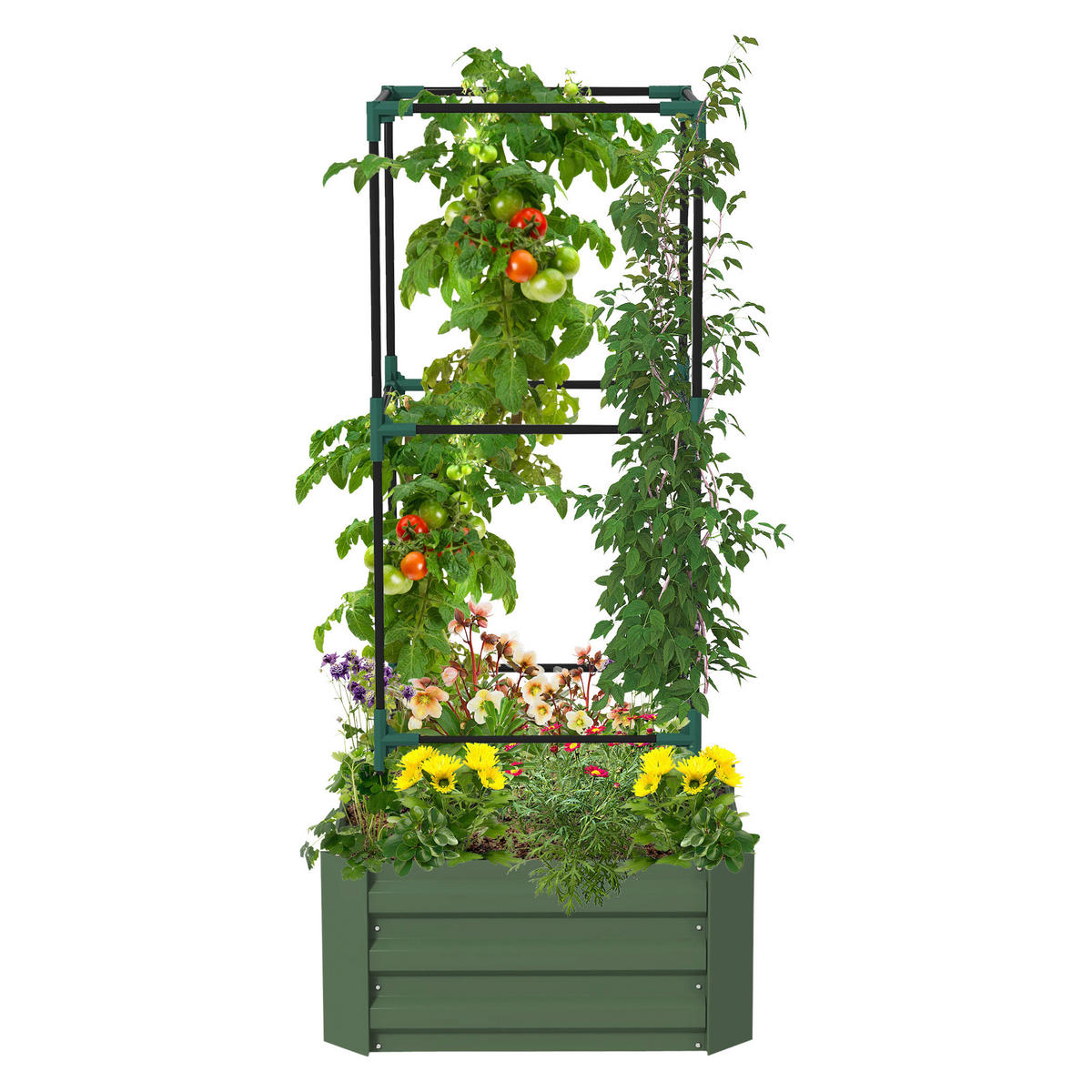 Outsunny Hochbeet grün Edelstahl B/H/L: ca. 61x61x140 cm Hochbeet - grün (140,00/61,00/61,00cm) - Outsunny