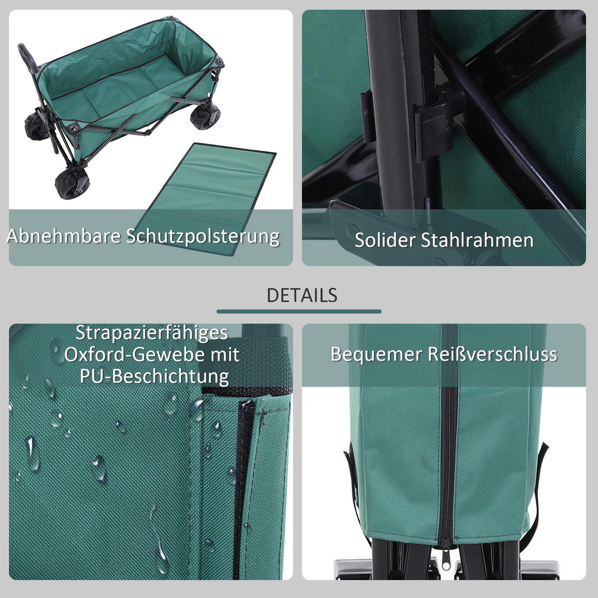 Outsunny Gerätewagen grün B/H/L: ca. 55x91x108 cm Bollerwagen - grün (108,00/55,00/91,00cm) - Outsunny