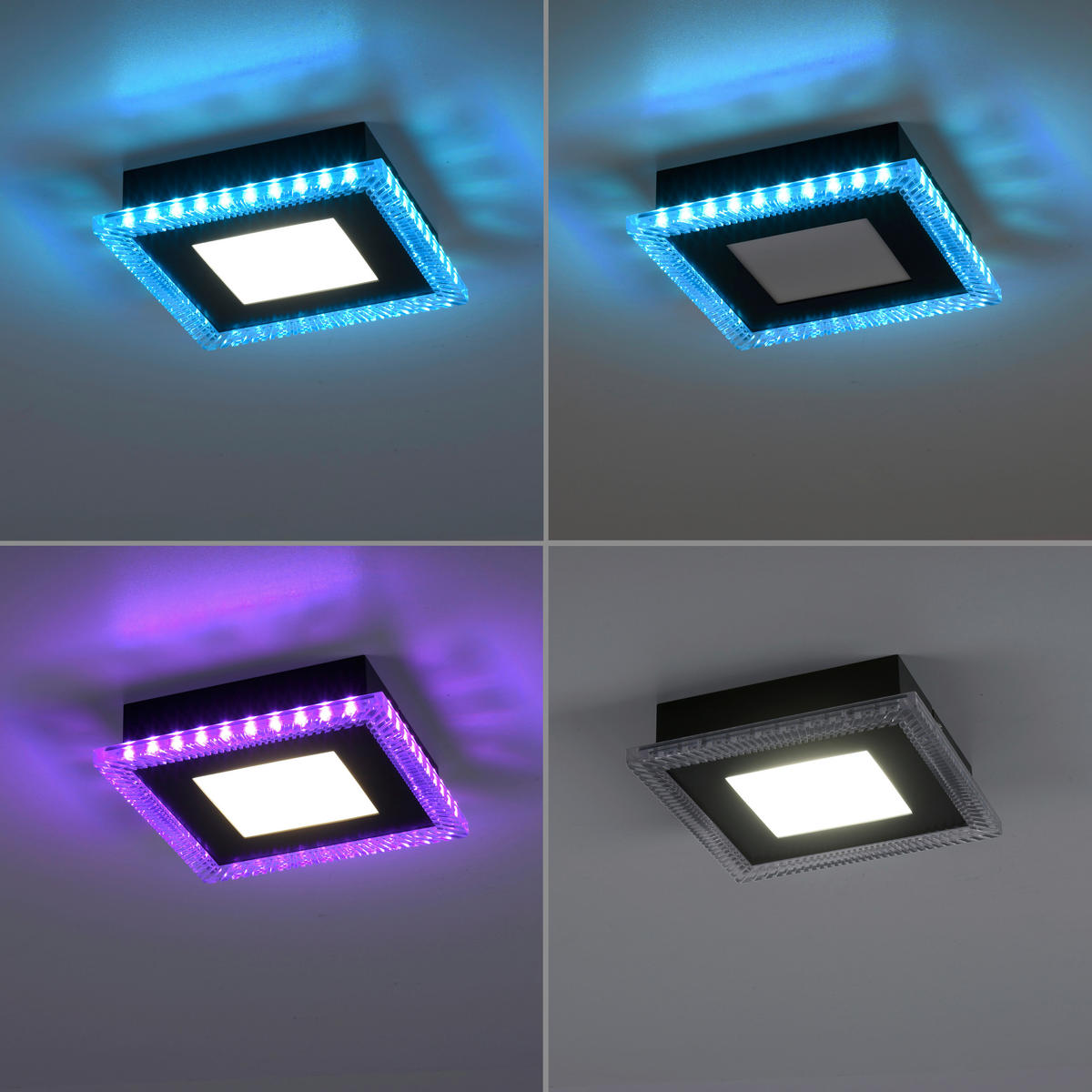 Just Light LED-Deckenleuchte 14510-18 schwarz Kunststoff B/H/L: ca. 20x5x20 cm ACRI - schwarz (20,00/20,00/5,00cm) - Just Light