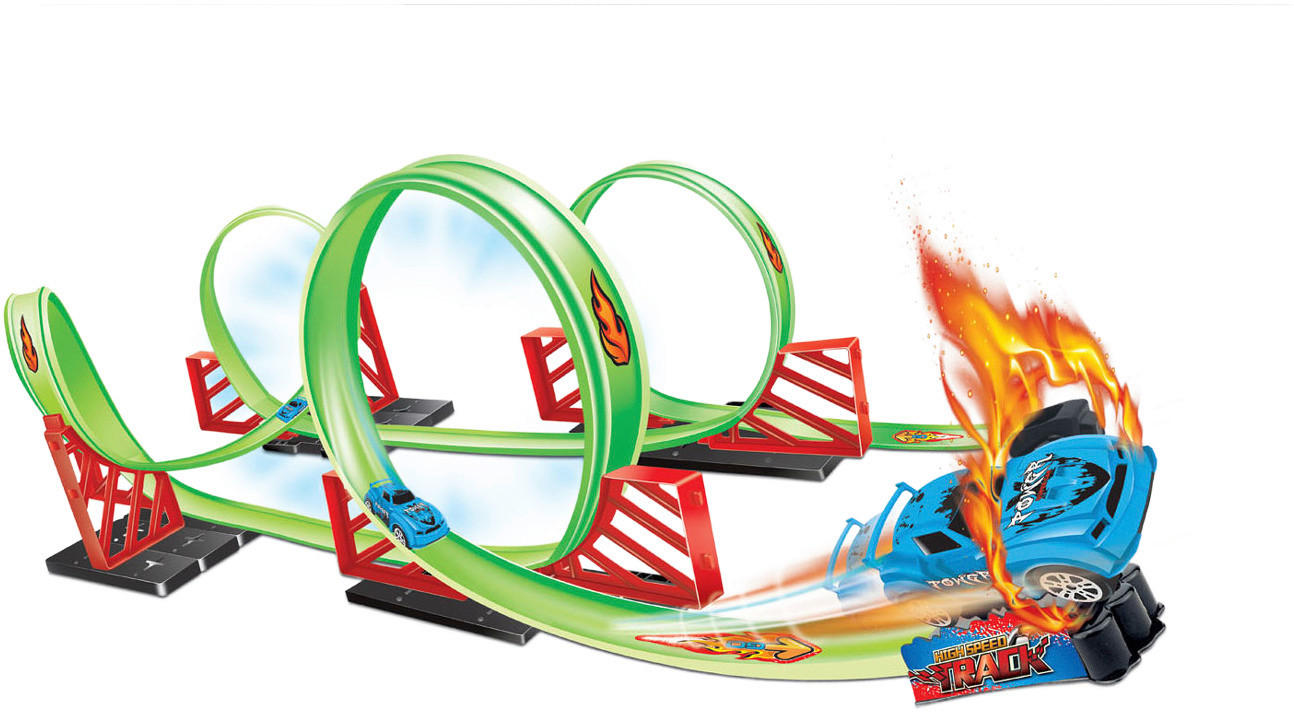 Spielzeugauto bunt Gearbox_Looping-Rennbahn_32tlg. - bunt