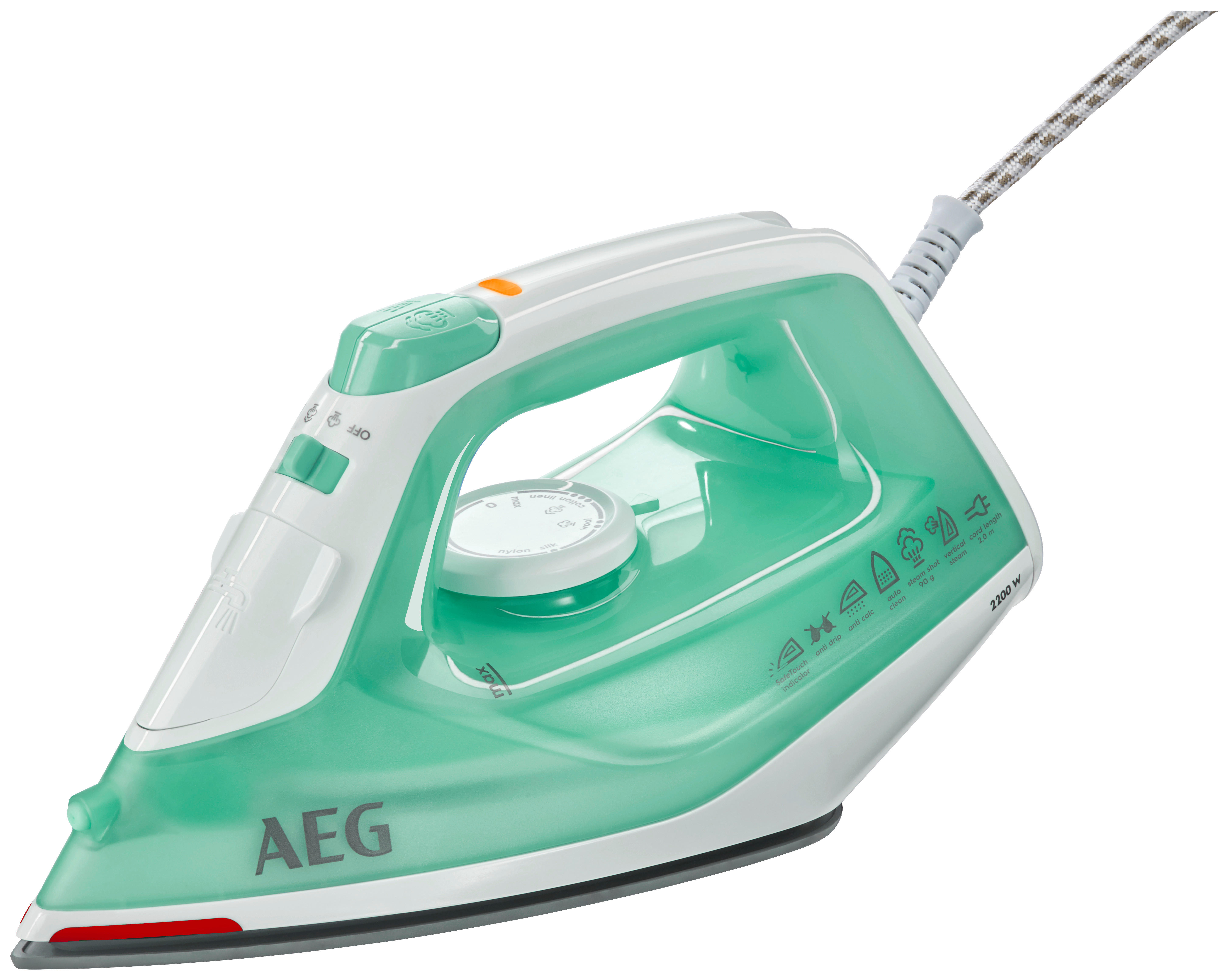 AEG Dampfbügelautomat DB1720 türkis weiß Kunststoff Edelstahl B/H/L: ca. 11,6x14,3x27,4 cm Dampfbügelautomat_DB1720 - weiß/türkis (27,40/11,60/14,30cm) - AEG