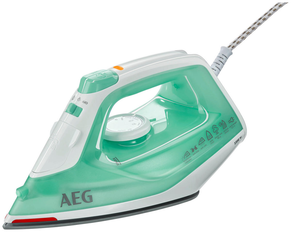 AEG Dampfbügelautomat DB1720 türkis weiß Kunststoff Edelstahl B/H/L: ca. 11,6x14,3x27,4 cm Dampfbügelautomat_DB1720 - weiß/türkis (27,40/11,60/14,30cm) - AEG
