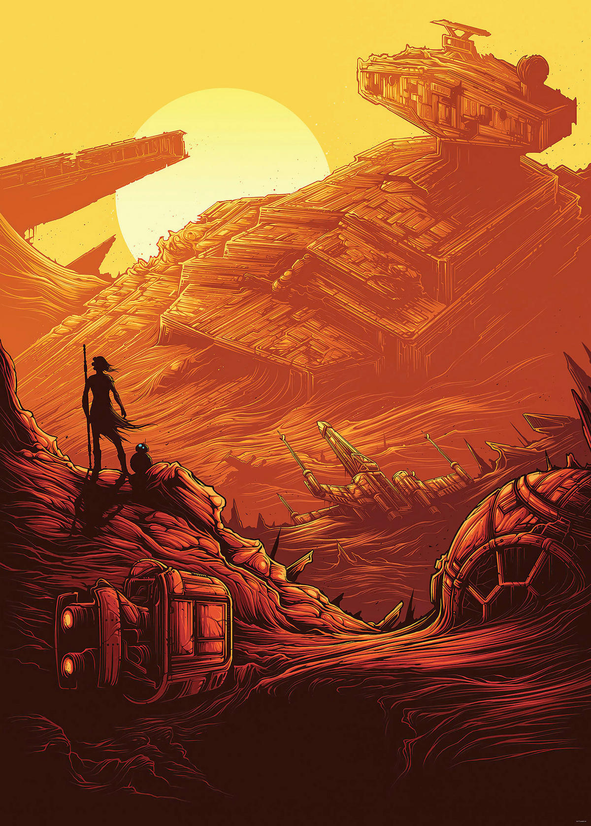 Komar Fototapete Star Wars Jakku Star Destroyer orange B/H: ca. 200x280 cm Star Wars Jakku Star Destroyer - orange (200,00/280,00cm) - Komar
