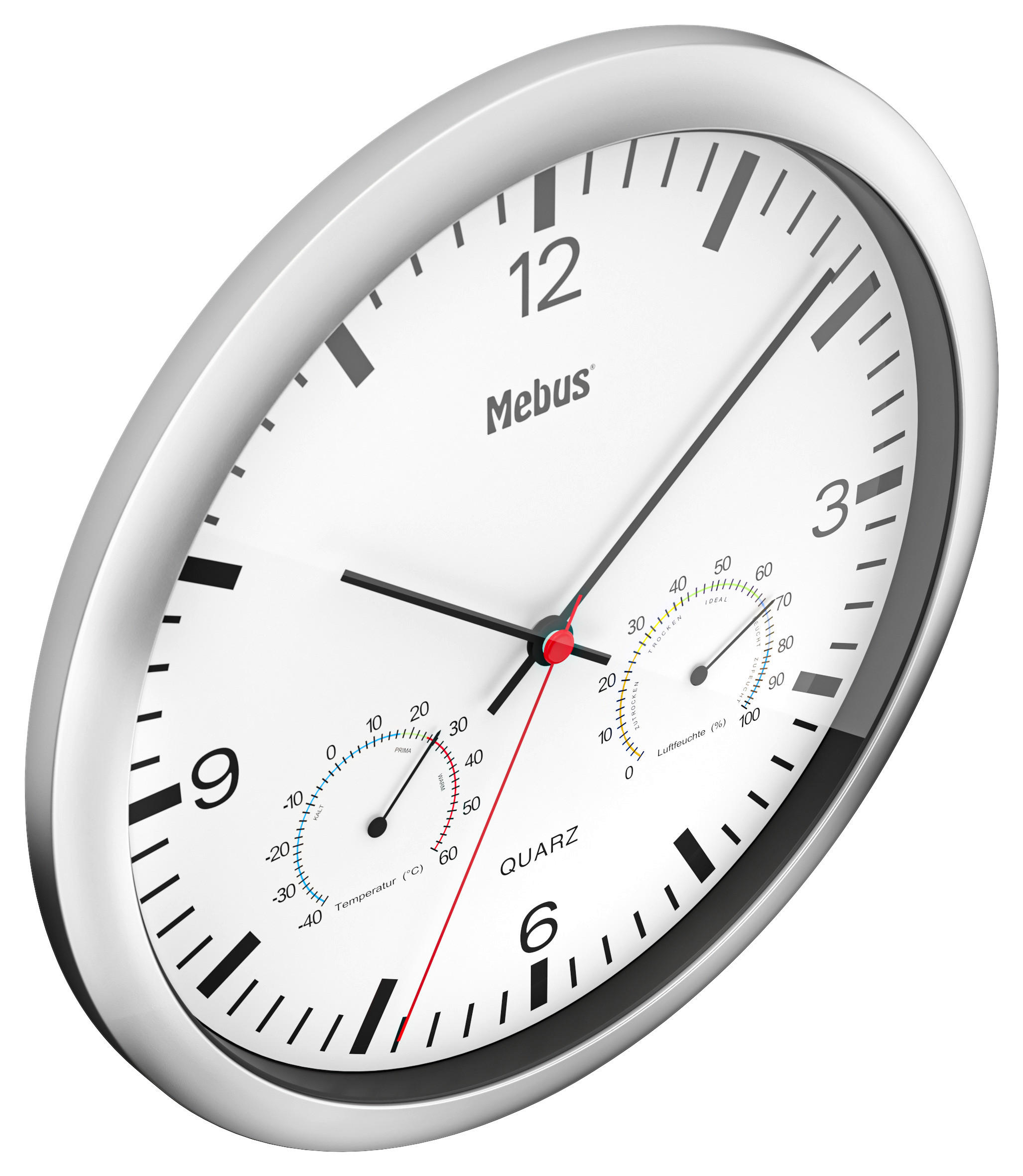 Mebus Wanduhr weiß D: ca. 25 cm Wanduhr_Quarz - weiß (25,00cm) - Mebus