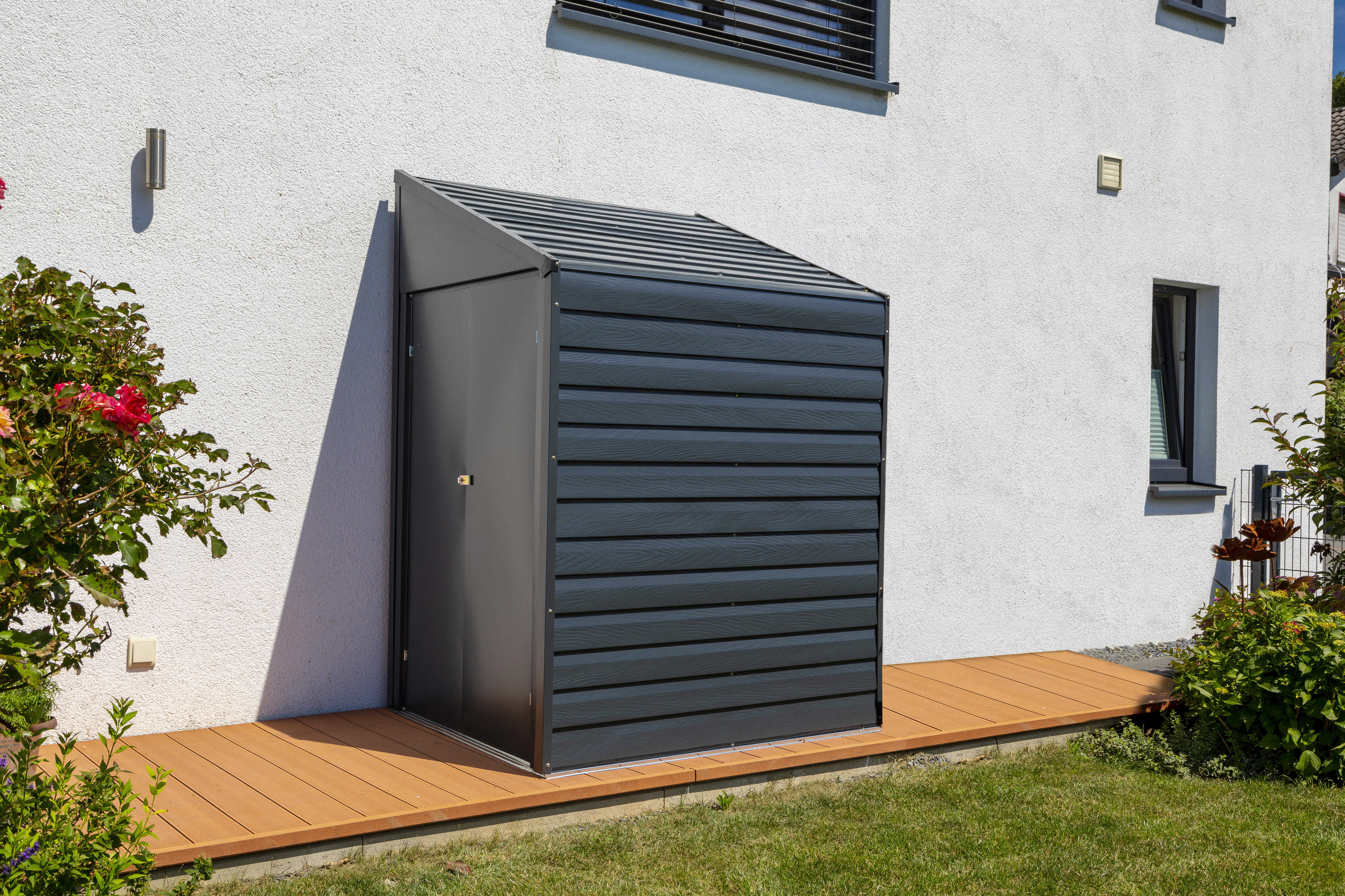 Spacemaker Anlehngerätehaus 4x7 grau B/H/T: ca. 203x208x124 cm 4x7 - grau (203,00/208,00/124,00cm) - Spacemaker