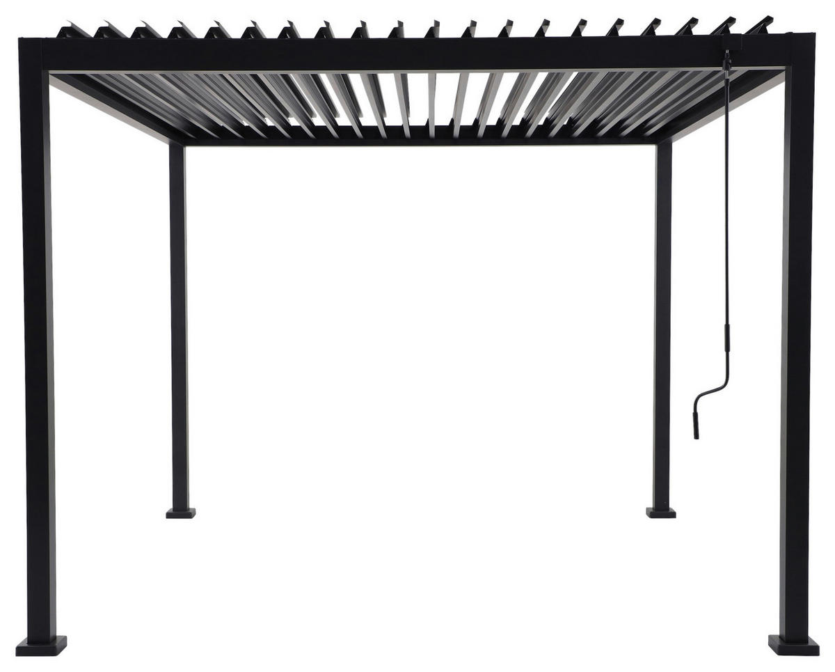 Pergola dunkelgrau Stahlrohr B/H/L: ca. 300x236x300 cm Pergola_mit_Lamellendach - dunkelgrau (300,00/300,00/236,00cm)