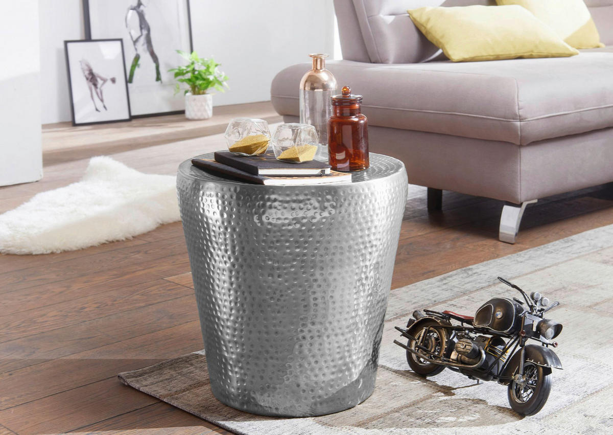 Beistelltisch silber Aluminium B/H/T: ca. 41x41x41 cm Beistelltisch - silber (41,00/41,00/41,00cm) - Wohnling