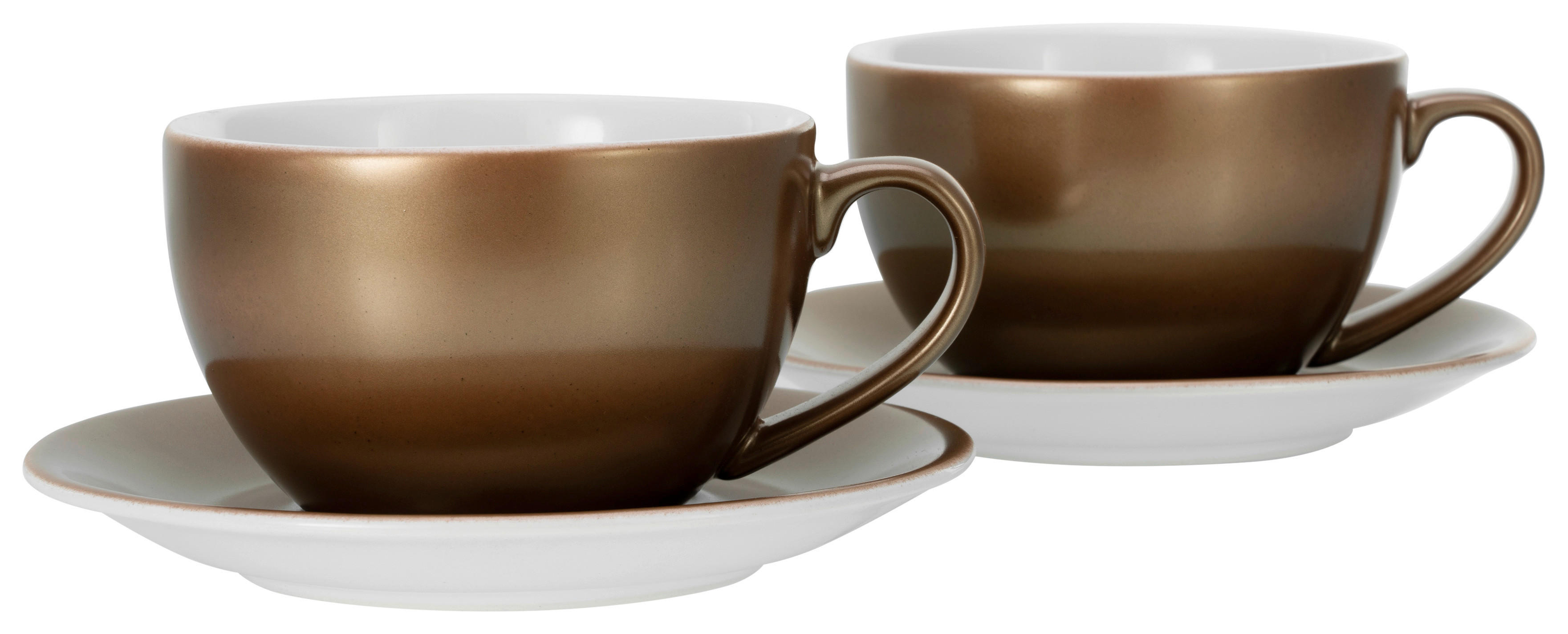 CreaTable Cappucinotassenset Golden Days gold Steinzeug 4 tlg. Golden Days - gold/weiß - CreaTable