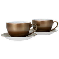 CreaTable Cappucinotassenset Golden Days gold Steinzeug 4 tlg. Golden Days - gold/weiß - CreaTable