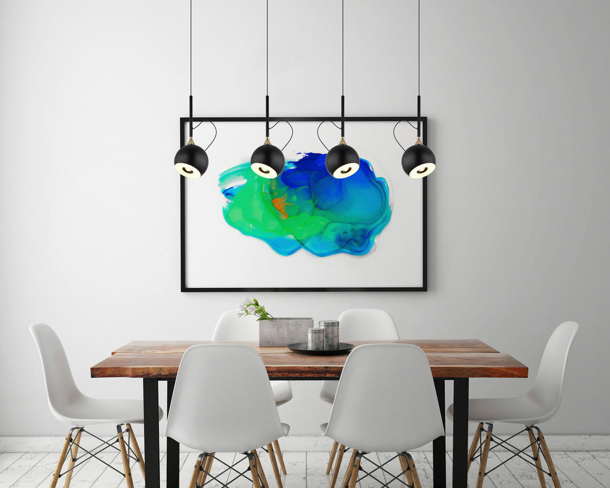 GLOBO Pendelleuchte mattschwarz gold Metall B/H/L: ca. 12x150x93 cm 1.0 Brennstellen DONOVAN - gold/mattschwarz (93,00/12,00/150,00cm) - GLOBO