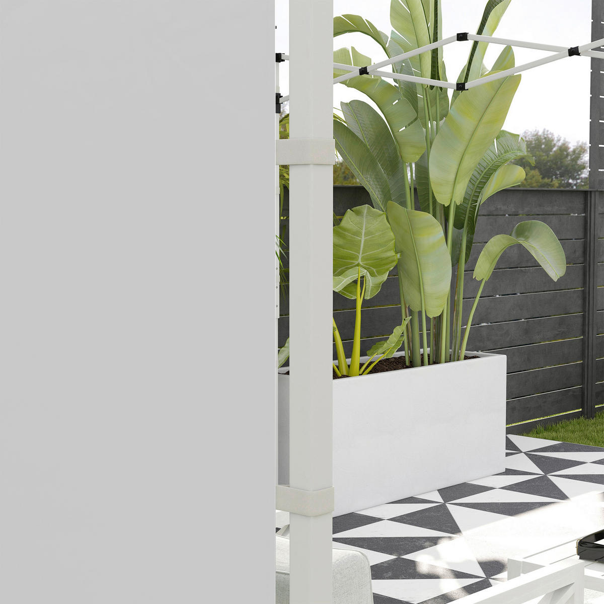 Outsunny Pavillon-Seitenwände weiß Polyester H/L: ca. 195x295 cm Pavillon-Seitenwände - weiß (295,00cm) - Outsunny