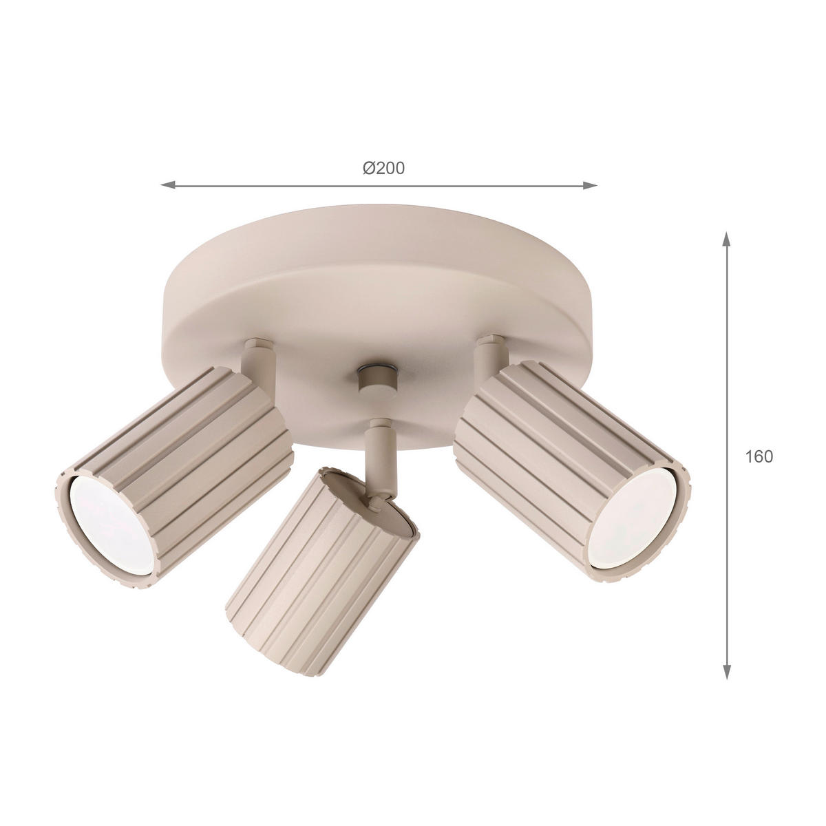 Lamkur Strahler beige Stahl B/H/L: ca. 18x19,5x18 cm 3 Brennstellen Prisma - beige (18,00/18,00/19,50cm) - Lamkur