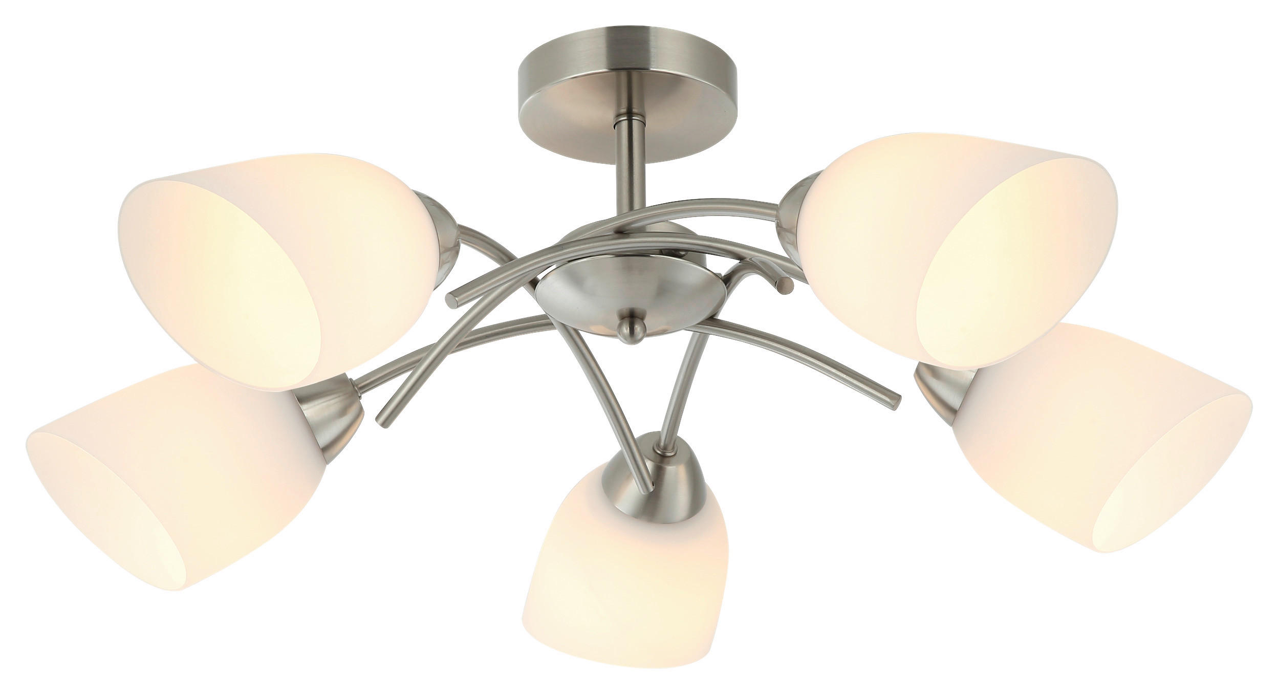 Lamkur Deckenleuchte DONNA 45504 nickel Glas Metall H/L: ca. 26x45 cm E27 5 Brennstellen Donna - nickel (45,00cm) - Lamkur