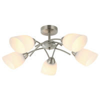 Lamkur Deckenleuchte DONNA 45504 nickel Glas Metall H/L: ca. 26x45 cm E27 5 Brennstellen Donna - nickel (45,00cm) - Lamkur