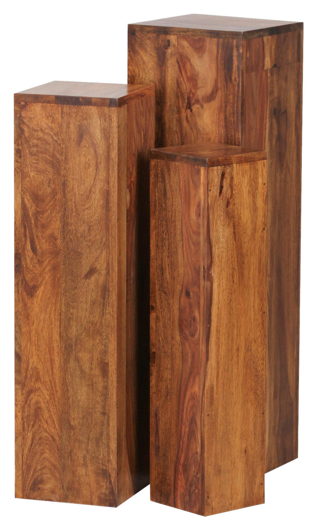 Beistelltisch 3er-Set. natur Echtholz 3er-Set. - natur - Wohnling